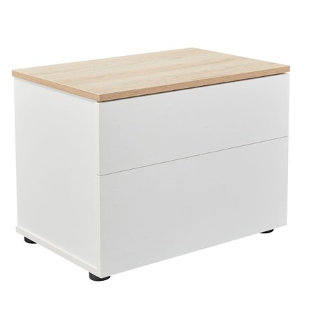 Lucido-yöpöytä 2 laatikkoa, valkoinen tammi, luonnollinen, 58 x 39 x 44,5 cm