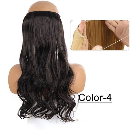 Synteettiset luonnolliset synteettiset halo-hiuspidennykset ilman klipsiä keinotekoinen fake ombre Blondi ruskea vaaleanpunainen aaltoileva tekohiuspa