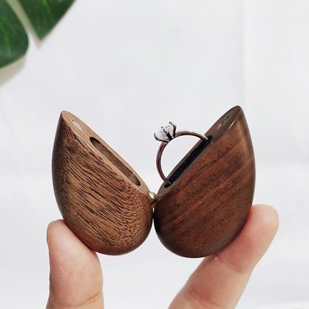 (Kirsebærtre) Hjerteformet Mini Smykkeskrin Tre Ringboks f