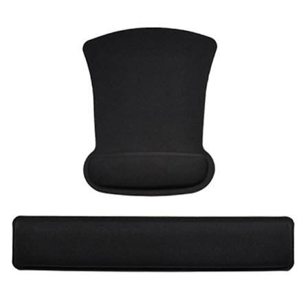 Sort mussemåtte + tastaturmåtte Mussemåtte med gel-håndledsstøtte