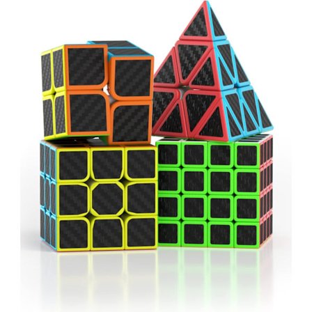 (Kulfiber) [4-pak] Speed Cube Sæt, Speed Cube 2X2 3X3
