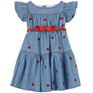 Monnalisa Blue Heart Denim Dress 3 Years - Dresses - 3 years - Blue