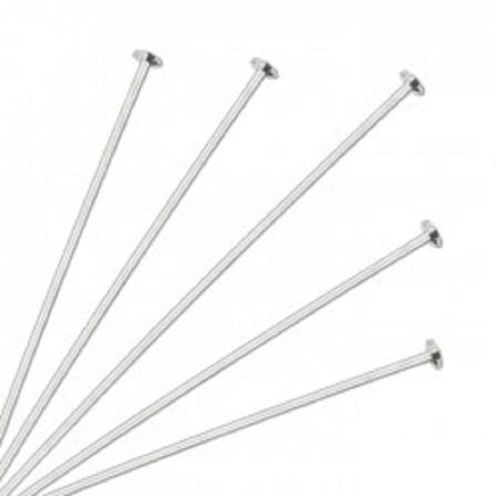 50 St Silverpläterade Hattpinnar Med Platt Hatt 70 Mm. Långa