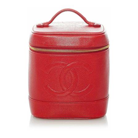 Chanel Vintage Pre-owned CC Caviar Vanity Taske Rød, Dame Vintage Tasker, Størrelse: ONE Size
