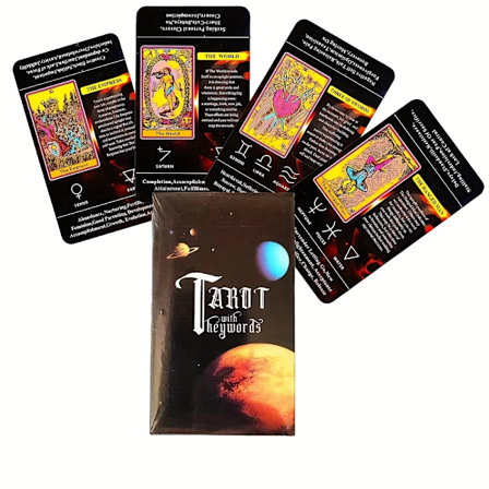 Tarotkort For Nybegynnere Med Betydning På Dem, 78 stk-Kort Tarot Læringsdekk i Lommeformat, Spådomsspill
