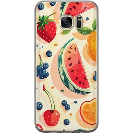 Yhteensopiva Puhelinkuori Samsung Galaxy S7 edge Leikkisä hedelmäkuvaus vesimelonia, sitrushedelmiä, mansikoita, kirsikoita ja marjoja