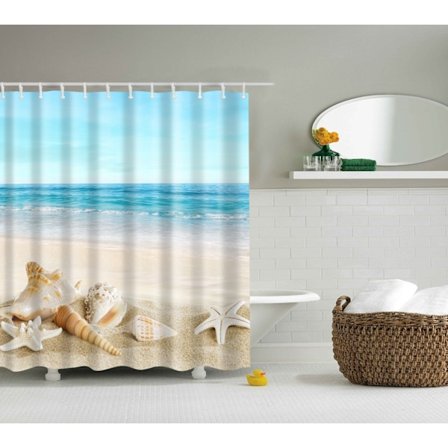 Dusjforheng, havsmønster, strand, hav, bølge, sjøstjerne og S