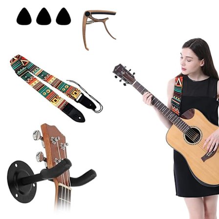 Gitarstativ - Sett med 6 - 3 Plektere - Akustisk Gitarstativ - 1 Gitarreim - Gitarstativer - Gitarutstyr