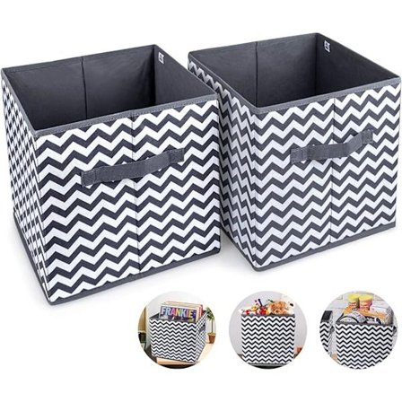 2 stk Sammenleggbare Oppbevaringskuber Oppbevaringsbokser 28x27x27cm Bokser Ikke-vevde Bokser Med Håndtak Oppbevaringskurv Oppbevaringsboks Loc