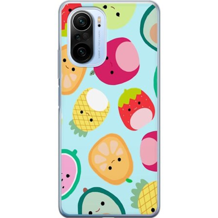 Kompatibelt Mobildeksel til Xiaomi Mi 11i Mønster av kawaii-frukter som jordbær sitron ananas og avocado på lyseblå bakgrunn