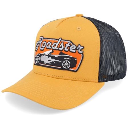 Iconic - Roadster Car Big Patch Burnt Gold/Black A-frame Trucker Orange Cap - @ Hatstore