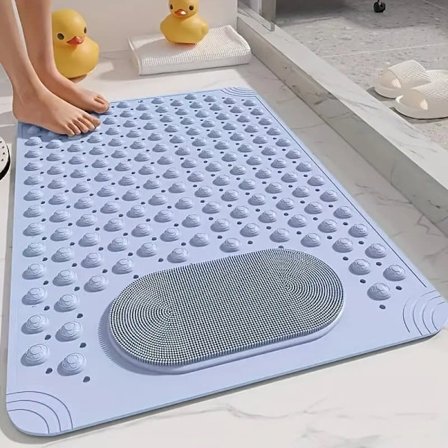 Halkmatta Badrumsmatta med Massageknoppar PVC Säkerhetsmatta Dusch & Badkar Blå Prickig_TF_TF