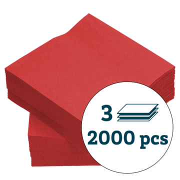 SERVIETT 3-LAG RØD 24X24CM