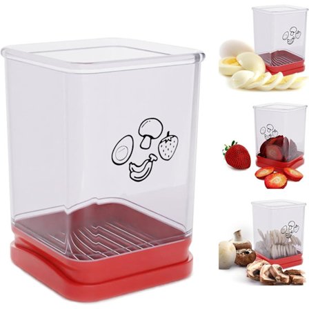 Frugtskærer Kop, Hurtig Rustfri Stål Skærer til Jordbær, Bananer & Druer, Kompakt Køkkenredskab til Ubesværet Skæring – I