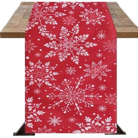 Joulupöytäliina Punainen Pöytäkoriste Talvi Lumihiutale Painettu Pöytäkoriste Punainen Liukumaton Pöytäliina