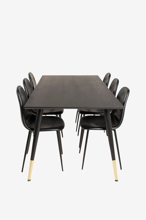 Venture Home - Spisegruppe Doris med 6 Penally spisebordsstole - Sort - Spisegrupper - Fra Homeroom