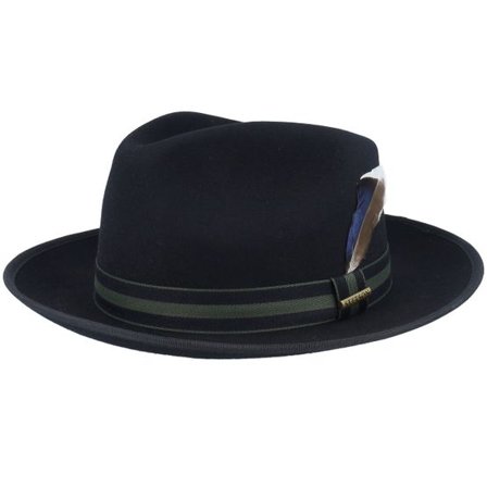 Stetson - Svart fedora Hatt - Woolfelt Black Fedora @ Hatstore