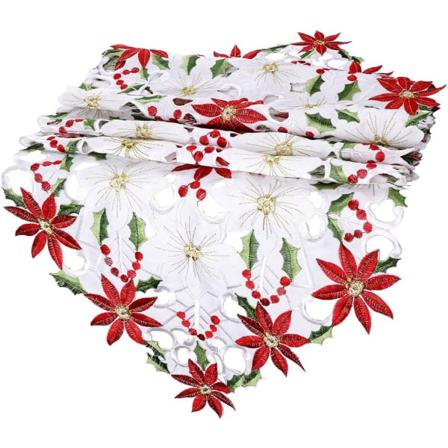 Julbordslöpare Broderad Bordslöpare Röd Bordslinnen