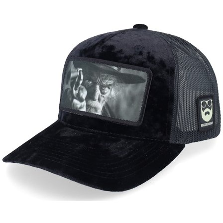 Bearded Man - Negro trucker Gorra - Outlaw With Revolver Velvet Black A-Frame Trucker @ Hatstore