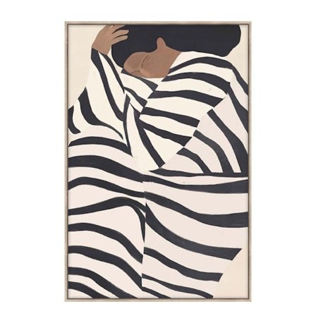 Lærredsvægkunst – Quiet Grace, 80x120 cm, Beige/Sort