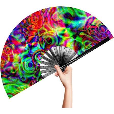 Suuri Rave-taittotuuletin miehille/naisille - 13'' taittuva Clack-festivaalituuletin (Disco Bass)