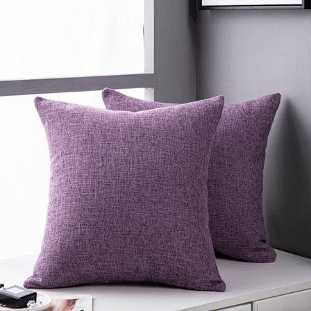 2-pack Kuddfodral, 22 x 22 tum, för soffa, hemdekoration, enfärgad, mjuk chenille, plommon