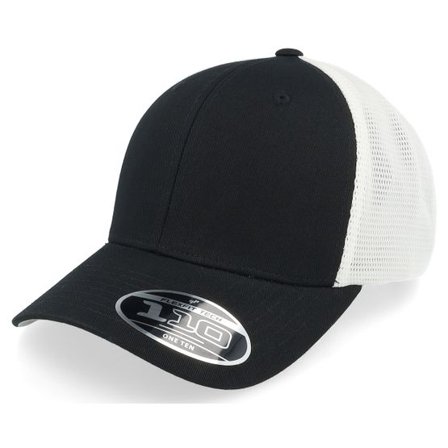 Flexfit - Svart trucker Keps - Black/White Mesh 2-tone 110 Trucker @ Hatstore