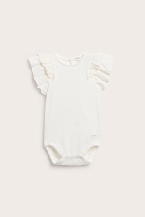 Newbie | Body z krótkimi rękawami, z falbanami Offwhite 56 | Offwhite