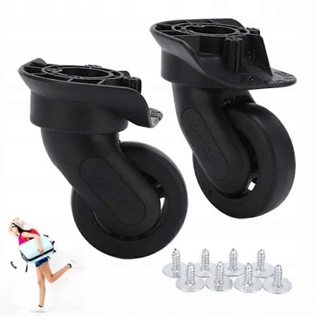 2 stk. Sorte Hjul Til Kuffert Dele Rejsekufferter Taske