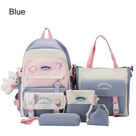 5 st Söta ryggsäckar Combo Set BLÅ blue