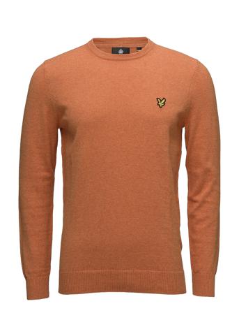 Cotton Merino Crew Jumper Stickad Tröja M. Rund Krage Orange Lyle & Scott