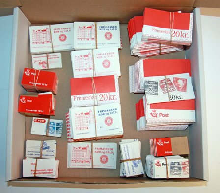 Danmark - Dubletsamling af frimærkehæfter i 1 kasse