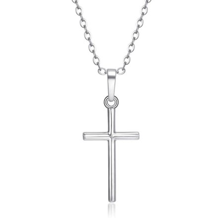 Silver Kors Halsband med Tunn Silverkedja