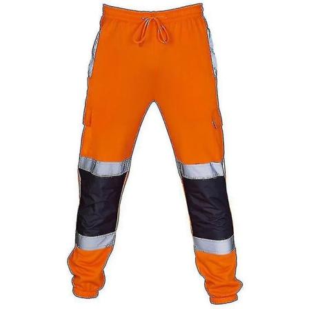 Sikkerhetsarbeidsbukser for voksne med høy synlighet, elastisk midje og svettebukser Orange XL