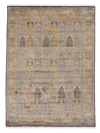 Kashmir Puur Zijde Vloerkleed Handgeknoopt 239X326 Bruin/Oranje India