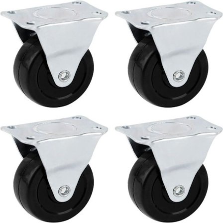 4 stk 1'' faste trinser Gummi trinsehjul Trallehjul