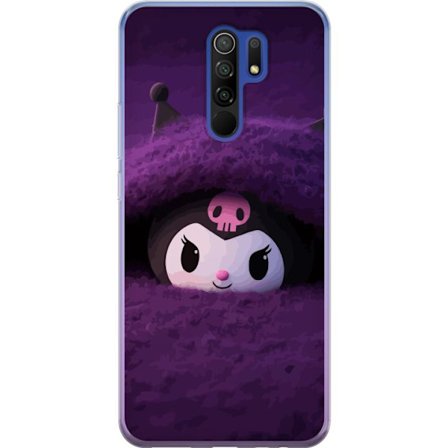 Kompatibelt Mobildeksel til Xiaomi Redmi 9 Kuromi i et lilla fluffete miljø med en mystisk kawaii-design.