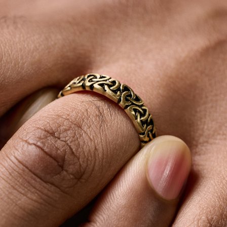 Evan Emiliano Gold-tone Trinity Knot Ring for Men - Steel rings