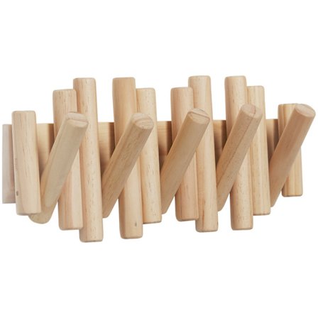 Picket 5. Veggkrok med 5 kroker, i naturtre, 37,5x16cm