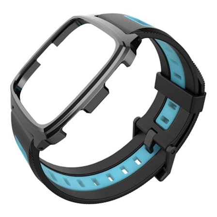 MIJOBS Fitbit Versa klockarmband med twillstruktur - Svart / Baby Blå