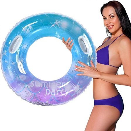 Puhallettavat renkaat aikuisille, viileät kesän suuret vesilelut, kumiset tähtitaivasallasrenkaat paljeteilla, rantarenkaat -GSL
