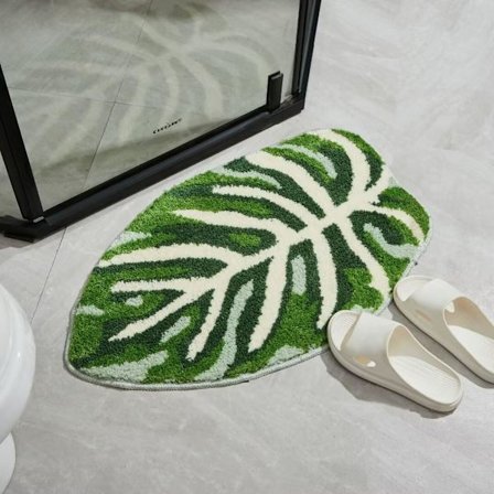 Bademåtter til badeværelse - 18"X30" Sød børnemåtte Grøn Monstera-bladindretning Bademåtte til badeværelse Skridsikker Boho-boligindretning 