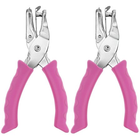 2-pak - 1/4 tomme enkelt hul punch - til hobbybrug - blødt greb enkelt hul punch (pink og grøn)