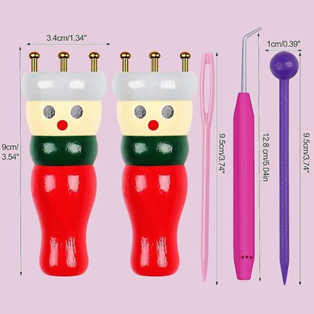 Stickningsdocka Set Fransk Stickare 2-pack Träspoldocka