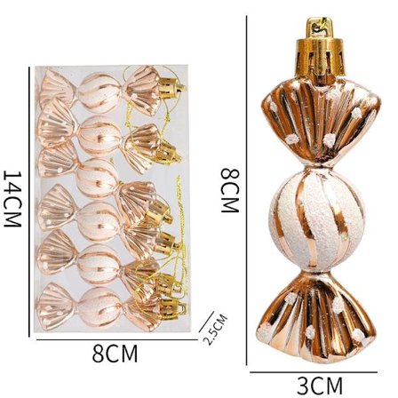 Juldekoration Godis Ornament - Mini Runda Godisar (6-Pack)