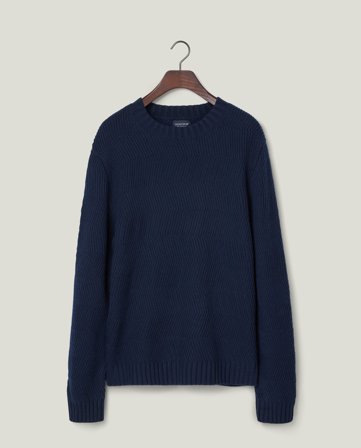 Lexington Herringbone rundhalsad tröja, mörkblå