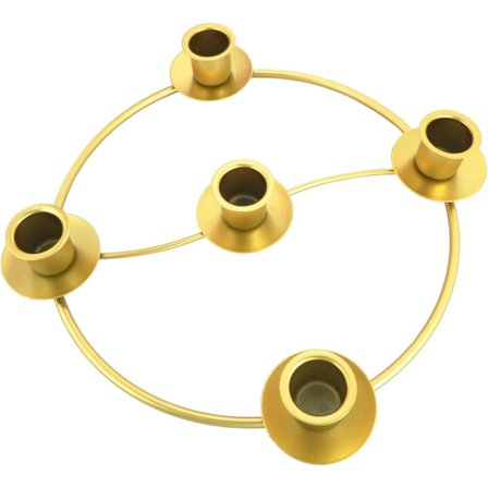 Adventskrans lysestage, julelysekrans, 5 lysestager, egnet til juleferie familiesammenkomster og kirkedekorationer, guld