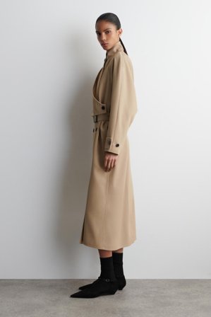 COS Wrap-Over Wool-Twill Trench Coat in Beige - Women