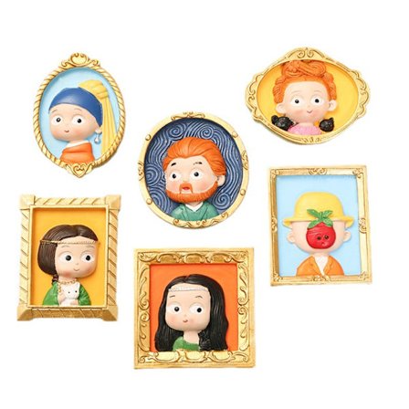 6 søte kjøleskapsmagneter, verdensberømte maleri kjøleskapsmagneter