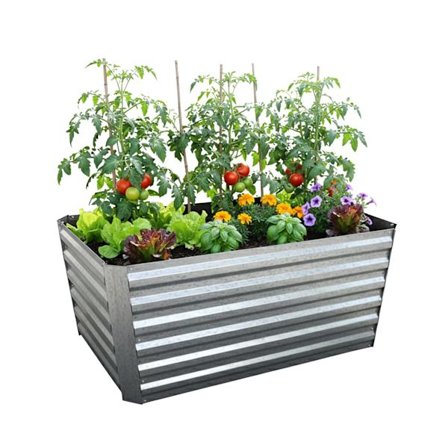 Rektangulær metalplantekasse – hævet havebed, galvaniseret